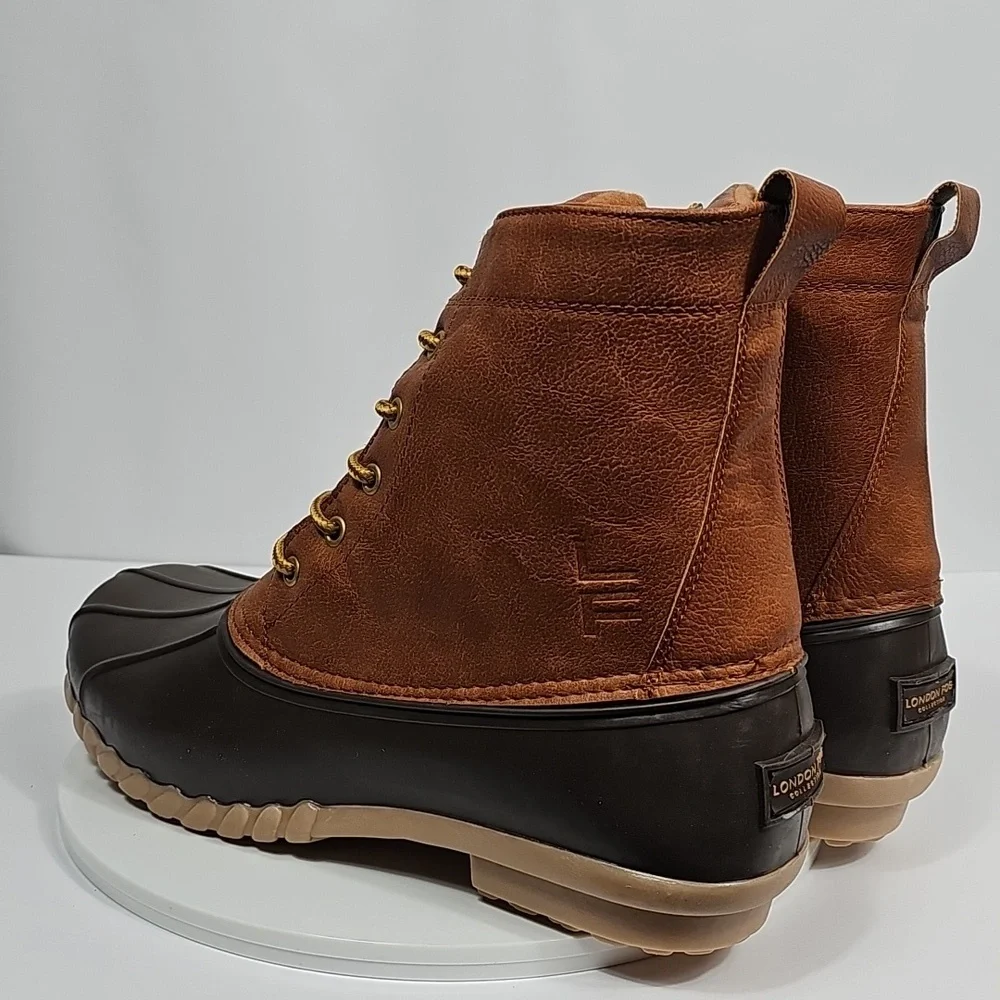 London Fog Tan and Dark Brown Waterproof Lace-Up Duck Boots